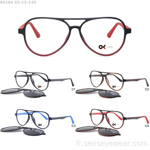 Men Ultem Optical Frame Clip magnétique sur les lunettes de soleil